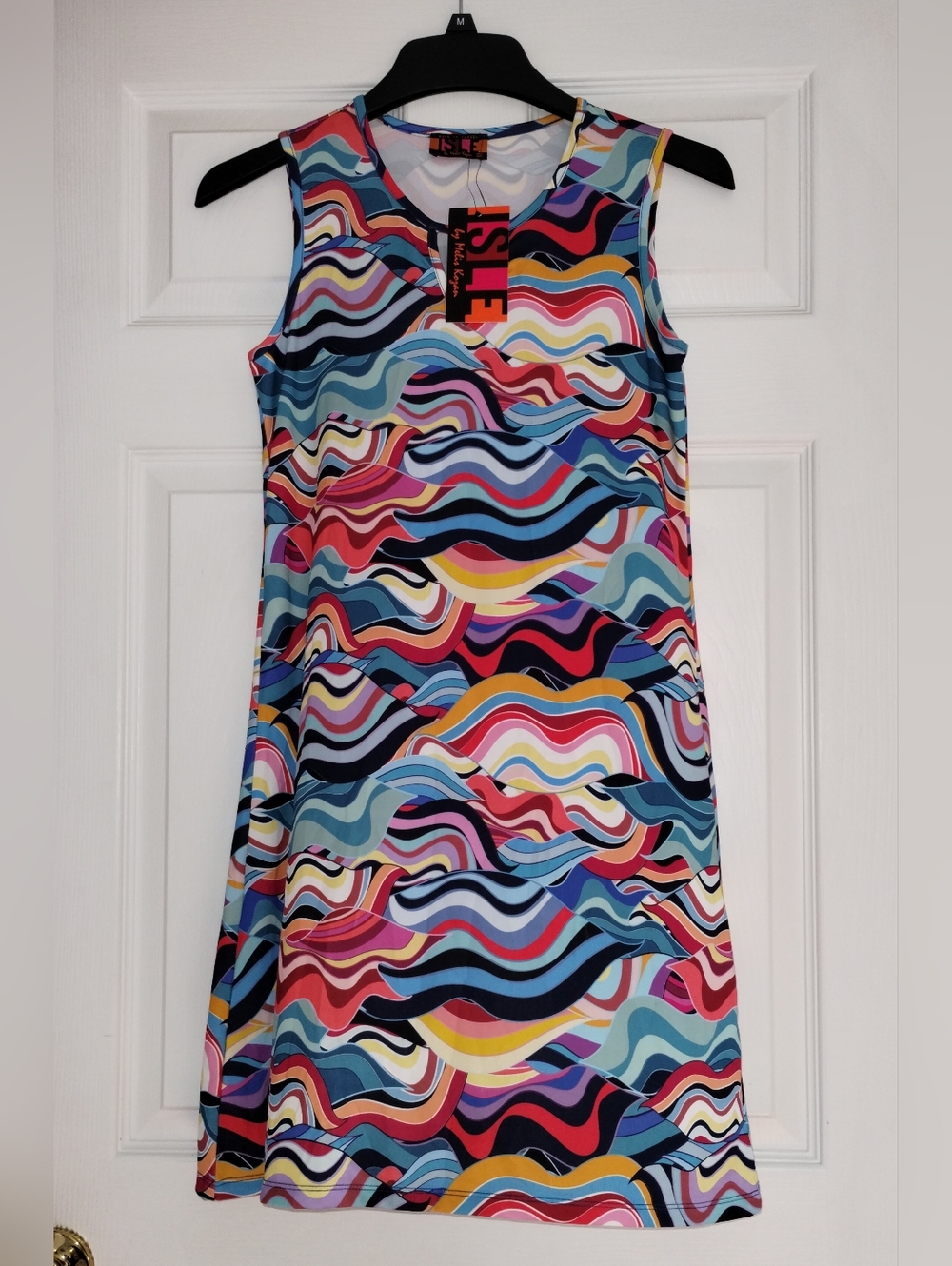 Isle Multicolor Wave-Print Sleeveless Mini Dress
